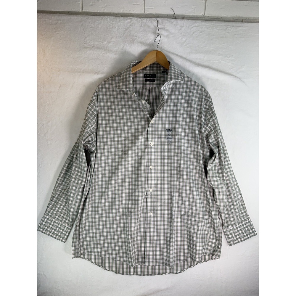 Lauren Ralph Lauren Shirt Mens XL 17.5 32/33 Plaid Performance Stretch Dress Shi